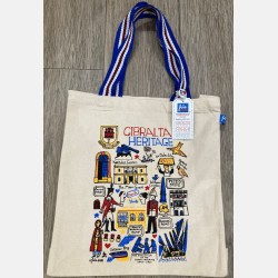 Gibraltar Heritage Large Tote Bag (striped handles with badge) by Julia Gash